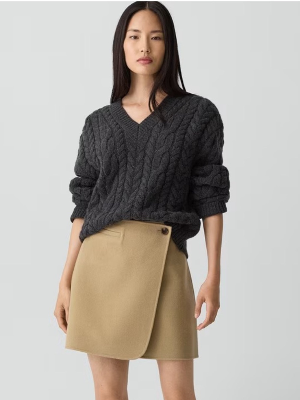 Theory Wrap Skirt in Double-Face Wool-Cashmere